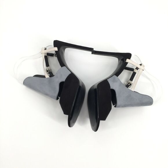 Zara Basic Two Tone Peep Toe High Heels 40 US 9 Blue Black Cuff Bootie Sandals - Picture 3 of 9